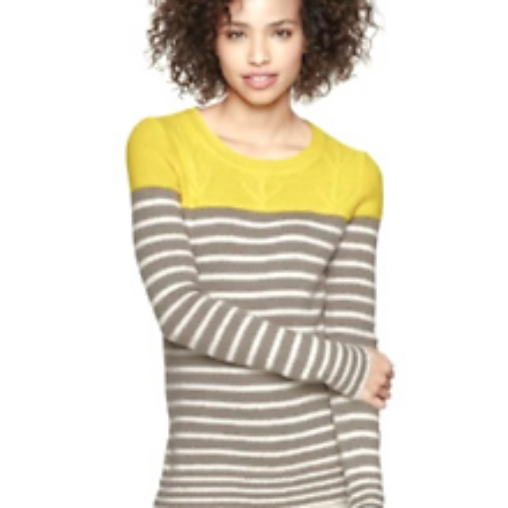 Yellow gray and white striped sweater (Gap)
